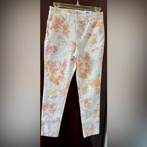 Style & Co Skinny Ankle High Rise Jeans White Pink Tie Dye Size: 2P